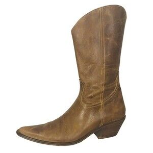 VINTAGE 90’s DESTROY Brown Distressed Leather Wester Cowboy Boot